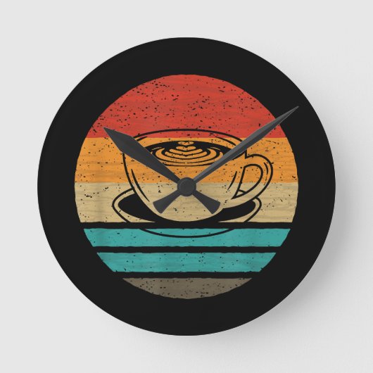 コーヒーレトロスタイルヴィンテージ ラウンド壁時計 (正面)
