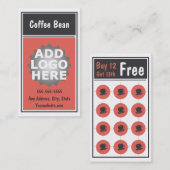 コーヒーロイヤリティのパンチカードの名刺 ロイヤリティカード (正面/裏面)