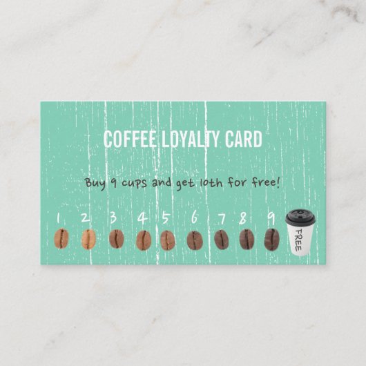 コーヒーロイヤリティカードヴィンテージグリーンウッド ロイヤリティカード (正面)