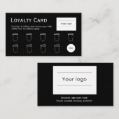 コーヒーロイヤリティカード、クリーンおよびシンプルブラックコーヒー ロイヤリティカード (正面/裏面)