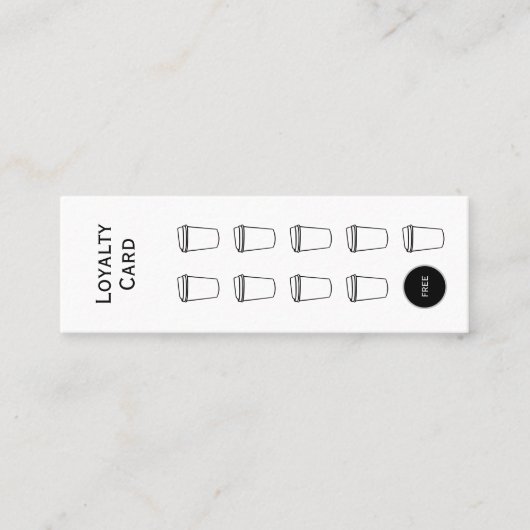 コーヒーロイヤリティカード、クリーンとシンプル、予算 ロイヤリティカード (正面)