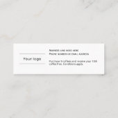 コーヒーロイヤリティカード、クリーンとシンプル、予算 ロイヤリティカード (裏面)