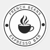 コーヒーロゴのタイポグラフィステッカー ラウンドシール (正面)