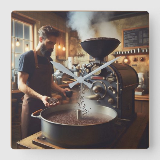 コーヒーロースター スクエア壁時計 (正面)
