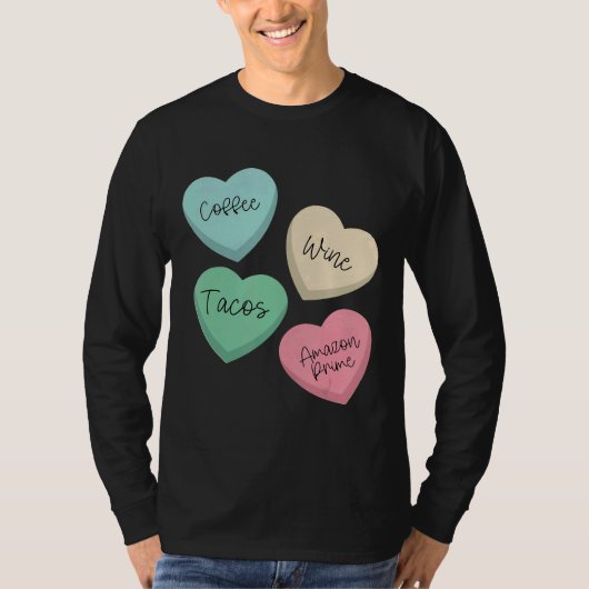 コーヒーワインタコスプライムバレンタインデー Tシャツ (正面)