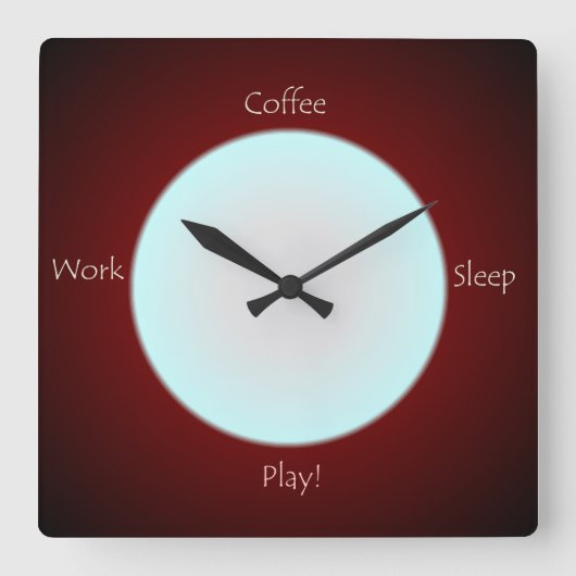 コーヒーワークスリープ遊文字>キッチンクロック スクエア壁時計 (正面)