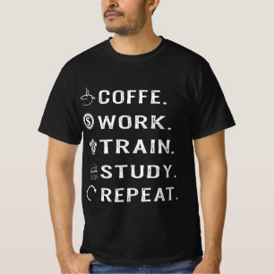 コーヒーワークトレイン勉強リピートTシャツ Tシャツ
