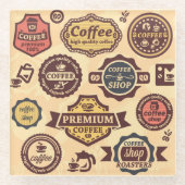 コーヒーヴィンテージバッジ | Coffee Cork Coaster Set ガラスコースター (正面)