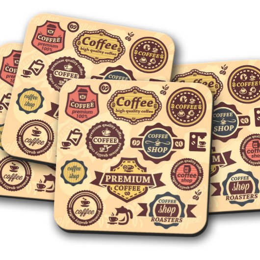 コーヒーヴィンテージバッジ | Coffee Cork Coaster Set ガラスコースター