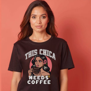 コーヒーヴィンテージラテンアメリカ系女性カフェイン Tシャツ