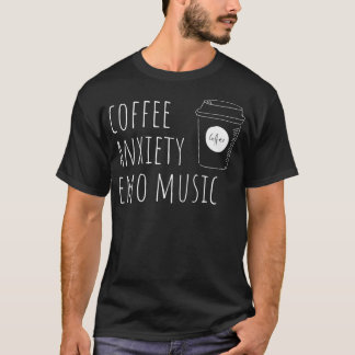 コーヒー不安エモミュージックブラックTシャツ Tシャツ