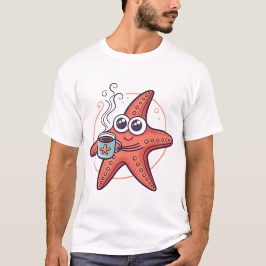 コーヒー中毒のヒトデ Tシャツ (正面)