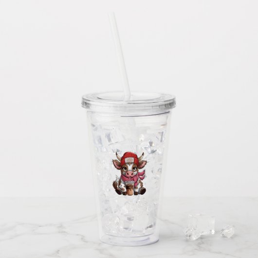 コーヒー中毒の牛 アクリルタンブラー (アイス正面)