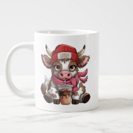 コーヒー中毒の牛 ジャンボコーヒーマグカップ