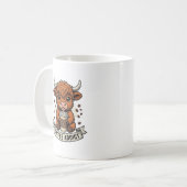 コーヒー中毒キュートハイランドカウヴィンテージ彫刻 コーヒーマグカップ (正面左)