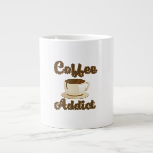 コーヒー中毒者のレトロロゴ ジャンボコーヒーマグカップ (正面)