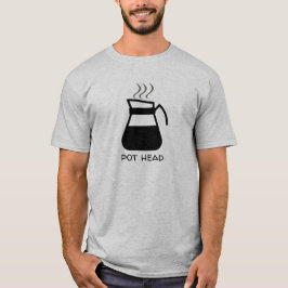 コーヒー中毒者「ポットおもしろいヘッド」(ライトティー用) Tシャツ