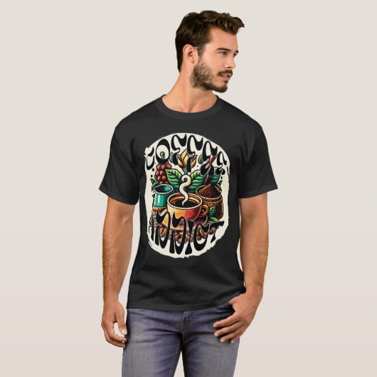 コーヒー中毒者 Tシャツ (正面フル)