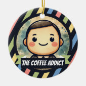 コーヒー中毒 - オフィスのクリスマス セラミックオーナメント (正面)