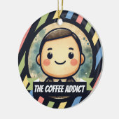 コーヒー中毒 - オフィスのクリスマス セラミックオーナメント (左)