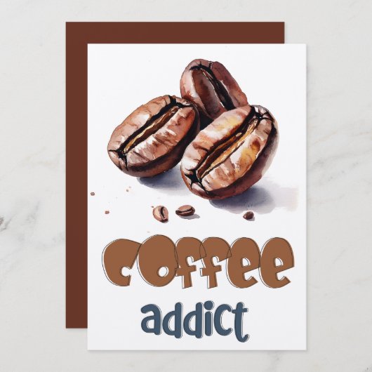 コーヒー中毒?祝カフェイン好き 招待状 (正面/裏面)