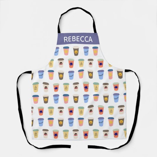 コーヒー予測できな好きの人が飲み遠くにカップパーソナライズされた エプロン (正面)
