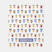 コーヒー予測できな好きの人が飲み遠くにカップパーソナライズされた フリースブランケット (正面)