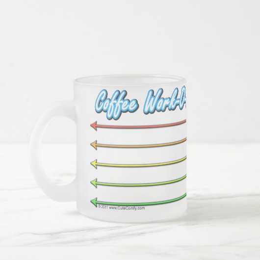 コーヒー仕事Oメートル、おもしろいなコーヒーユーモアのマグ フロストグラスマグカップ (左)