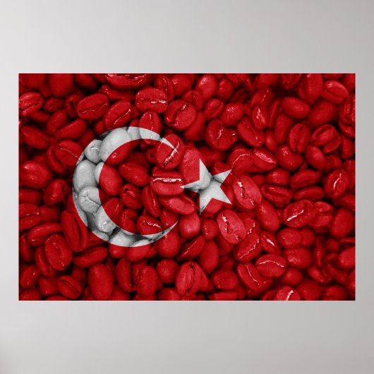 コーヒー付きトルコ国旗 ポスター (正面)
