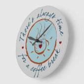 コーヒー休憩の時間が常にある ラージ壁時計 (傾斜)