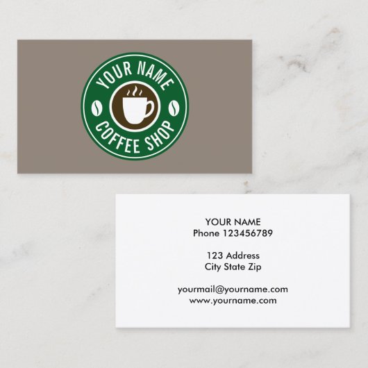 コーヒー会社カフェショップの名刺テンプレート 名刺 (正面/裏面)