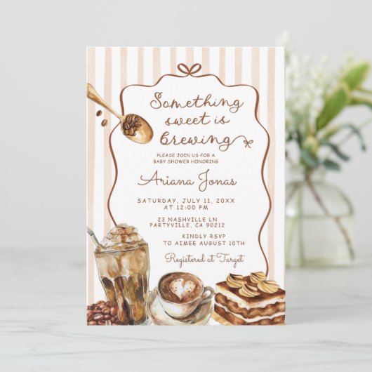 コーヒー何か甘いものは赤ちゃんシャワーを醸造している 招待状 (スタンド正面)
