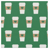 コーヒー使い捨てコーヒーカップ大好き ファブリック (クローズアップ)