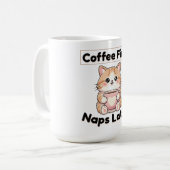 コーヒー優先 昼寝は後で かわいい猫 | Kawaii コーヒー コーヒーマグカップ (正面左)