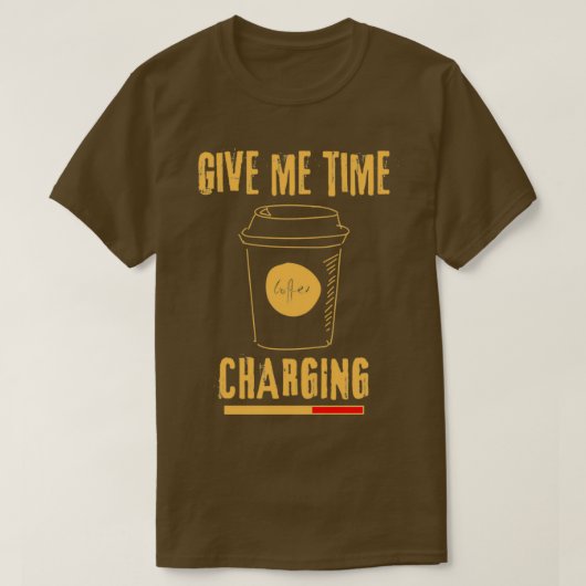 コーヒー充電カッコいいデザイン Tシャツ (デザイン正面)