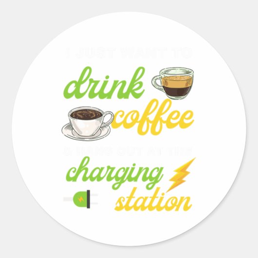 コーヒー充電ステーション電気自動車ギフト ラウンドシール (正面)