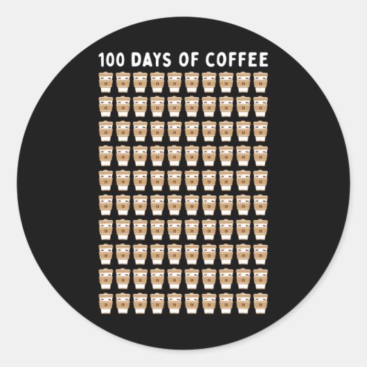 コーヒー先生100コーヒーカップ100日学校 ラウンドシール (正面)