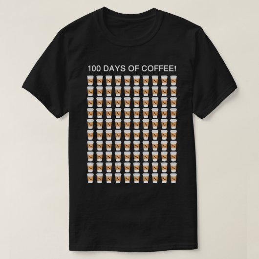コーヒー先生100コーヒーカップ100日学校P Tシャツ (デザイン正面)