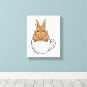 コーヒー入りのウサギ キャンバスプリント (インサイチュ (ウッドフロア))