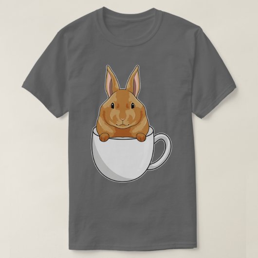 コーヒー入りのウサギ Tシャツ (デザイン正面)
