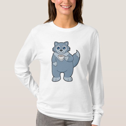 コーヒー入りのオオカミ Tシャツ (正面)