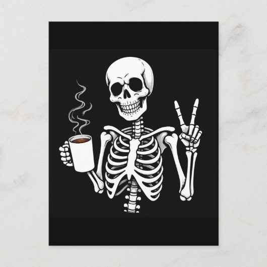 コーヒー入りのスケルトン ポストカード (正面)