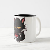 コーヒー入りの不機嫌な猫 ツートーンマグカップ (正面右)
