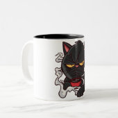 コーヒー入りの不機嫌な猫 ツートーンマグカップ (正面左)