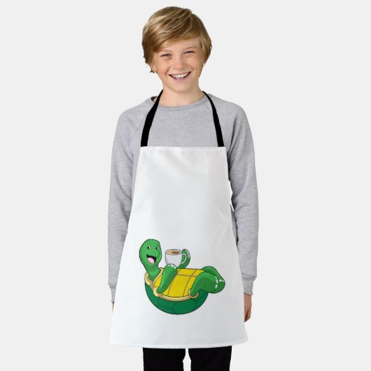 コーヒー入りの亀 エプロン (着用した状態)