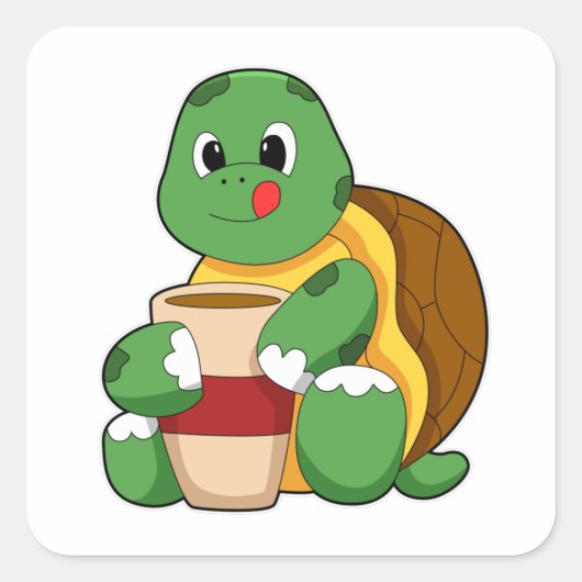 コーヒー入りの亀 スクエアシール (正面)