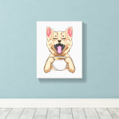 コーヒー入りの猫 キャンバスプリント (インサイチュ (ウッドフロア))