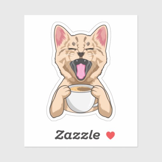 コーヒー入りの猫 シール (シート)