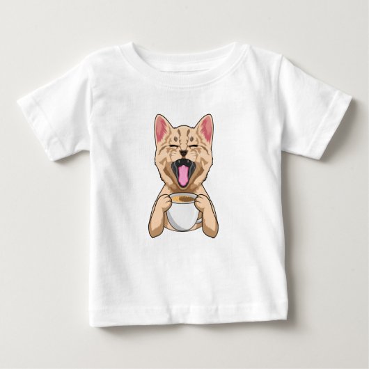 コーヒー入りの猫 ベビーTシャツ (正面)