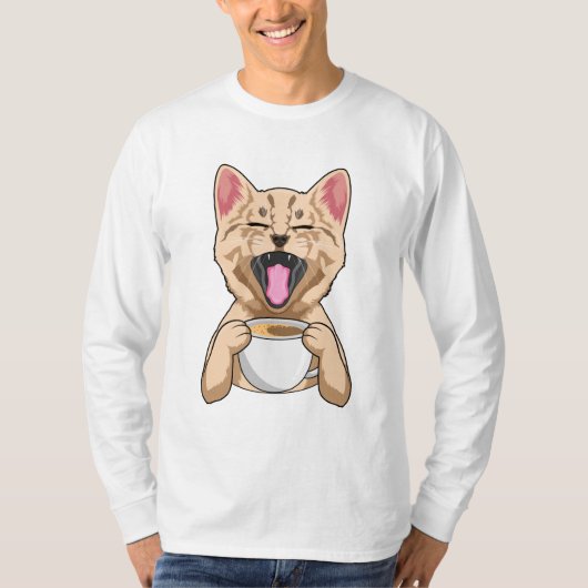 コーヒー入りの猫 Tシャツ (正面)